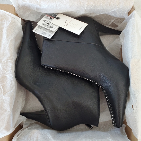 Zara high heel leather ankle booties black - Picture 11 of 11